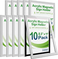 10Pack Acrylic Sign Holder 8.5" x 11" Wall Mount, Self Adhesive Magnetic Display Frame with Tape, Plastic Clear Acrylic Frame for Wall, Office, Store, Home