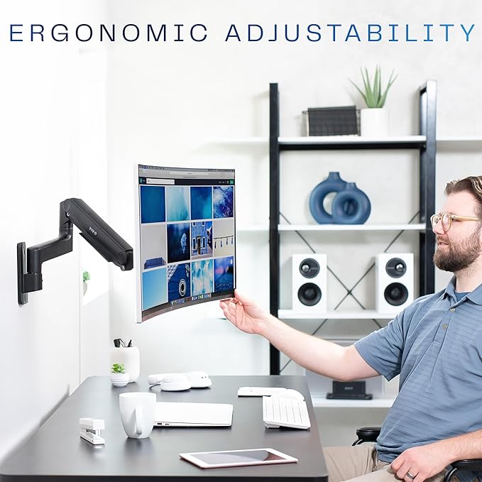 VIVO Premium Ultrawide Monitor Counterbalance Wall Mount for 40 inch Screens up to 44 lbs, Full Motion, Max VESA 100x100, Black, MOUNT-V100E