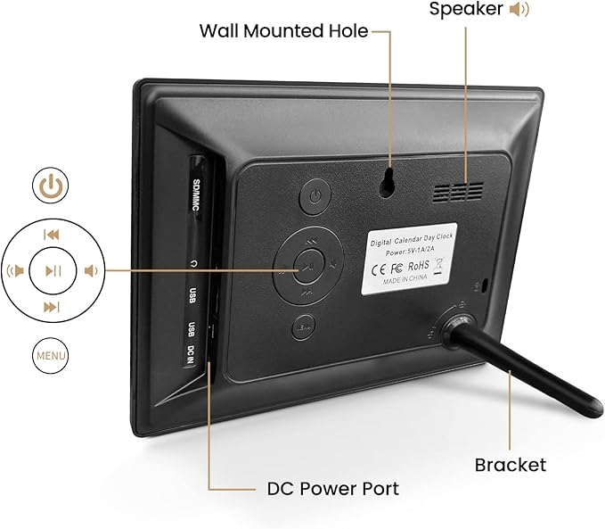 Digtal Clocks with Day and Date of Week for Seniors,12 Alarm Settings, Large Time Display, Auto Dimmable - Perfect for The Elderly