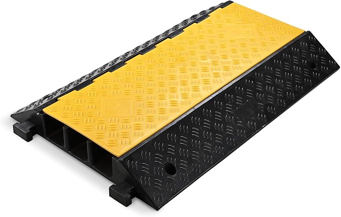 Yescom Cable Ramp Protector 3 Channel Garden Hose Protecitive 44000 Lbs Load Capacity Heavy Duty, 35.43"x23.62"x4.33" Speed Bump for Road, Driveway, Walkway and Commercial Use