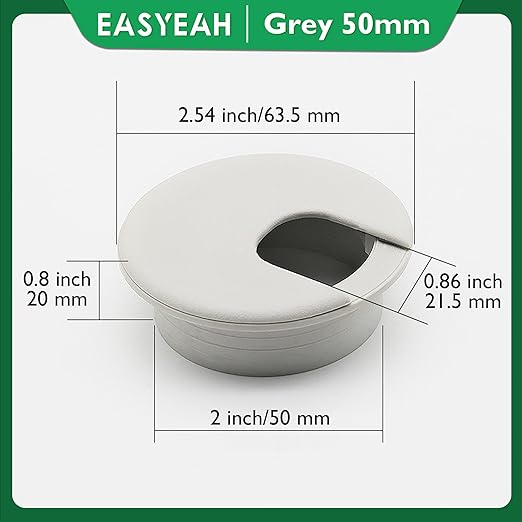 10 Pcs Desk Grommet 2" / 50 mm, Desk Cord Hole Cover, Cable Grommet ABS Plastic, Desk Hole Grommet for Home & Office Pc, Detachable Cable Cord Organizer-Light Grey