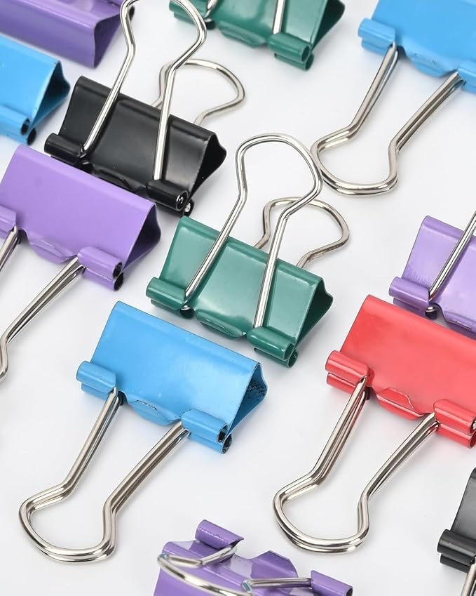 Konilaomu Small Clips Binder Clips 0.75 inch, Small Paper Clips for Office (48 Pcs) (Mixed Color)
