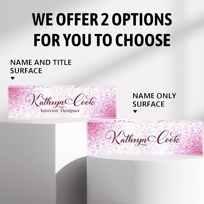 Name Plate for Desk-Personalized Name Plates for Desk-Name Plate Personalized for Office-Gifts for Teacher Boss Employee Appreciation Office Desk Decor (pink diamond), MYDZBJMT1009