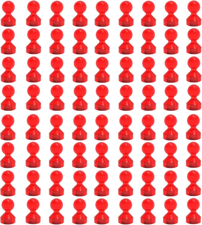 Ant Mag Magnetic Push Pins, 72 Pack Strong Whiteboard Magnets for Fridge, Maps, Office, Kitchen & Classroom Red