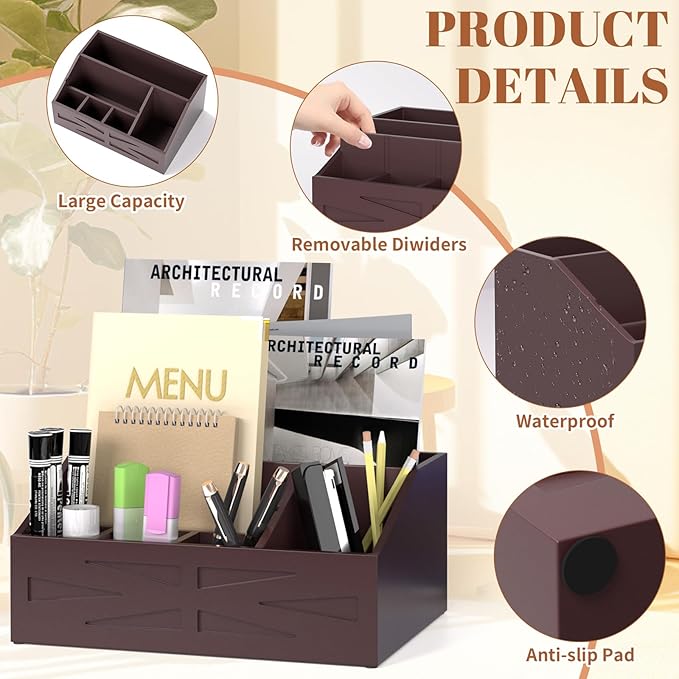 Large Mail Organizer Countertop,Farmhouse Desk and Kitchen Countertop Storage, Letter Sorter, Desk Mail Organizer and Bill Organizer, Desktop File and Paper Holder