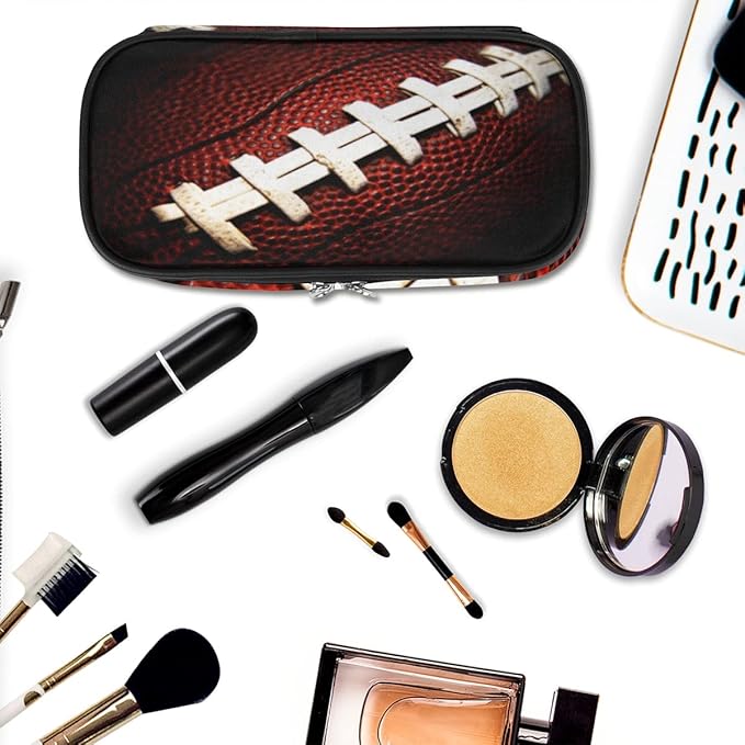 Pardick American Football Big Capacity Pencil Pen Case Football Large Pencil Pouch with Zipper Compartments Pencil Bag for Boys Girls Adults Student Office School Supplies