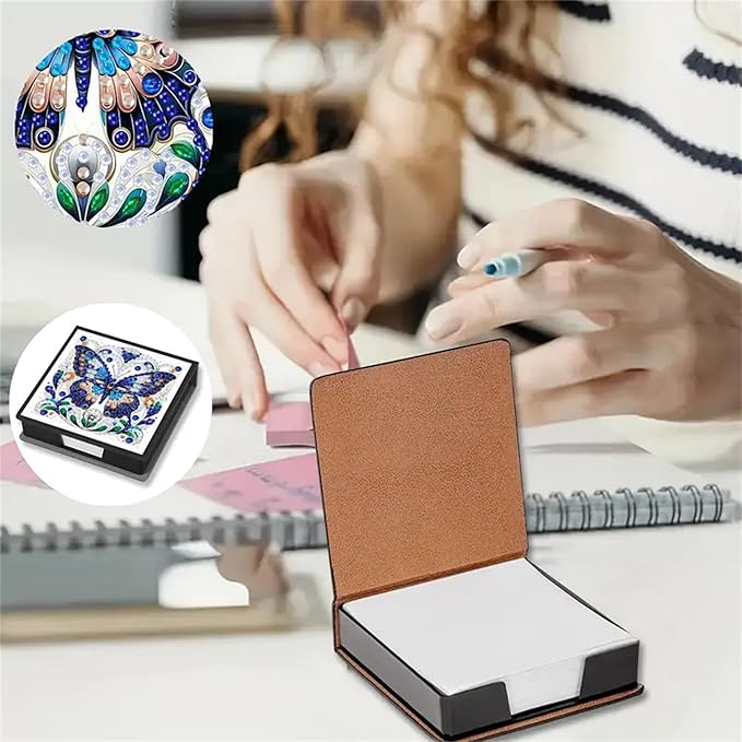 Butterfly Diamond Painting Kit Note Box,Memo Paper Storage Box Diamond Art,Sticky Note Holder Diamond Art,Diamond Painting Memo Pad For Office Desk. (Butterfly)