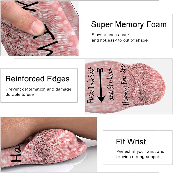 Ergonomic Memory Foam Keyboard and Mouse Support, Non-Slip & Pain Relief Wrist Rest, Comfortable Game and Office Use