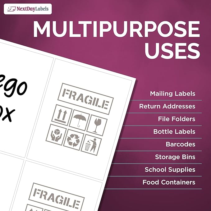 NextDayLabels – 4” x 5” Rectangular Sticker Labels for Printer - White Laser/Inkjet Printer Labels Return Address Labels Shipping Label Stickers (25 Sheets, 4 Per Sheet, 100 Labels)