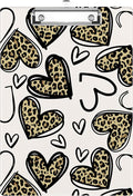 Brown Black Heart Leopard Clipboard Decorative Clip Board with Metal Clip A4 Standard Size 12.5" X 8.7" for Teacher Students Nurses Office