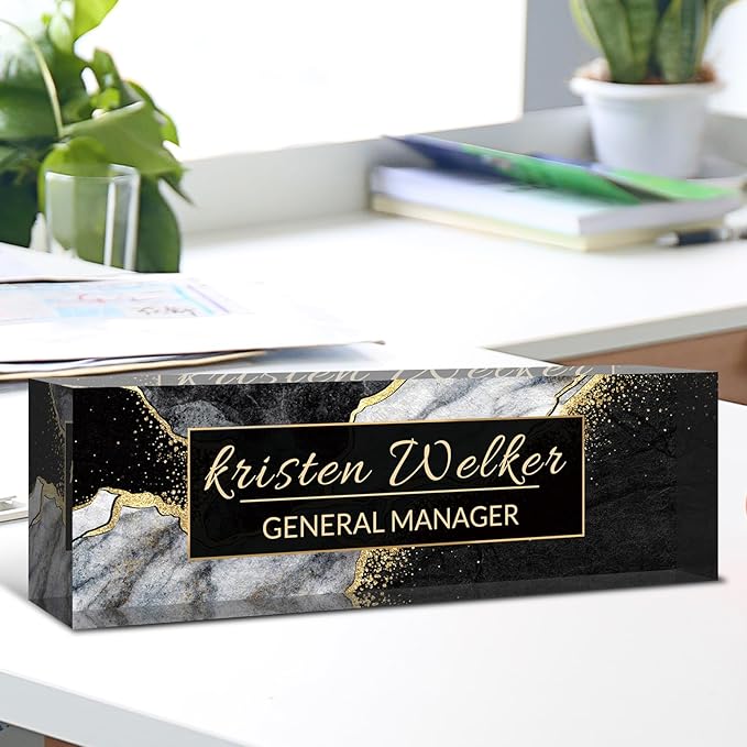Desk Name Plate Personalized, Custom Name Plate for Desk, Acrylic Desktop Accessories, Office Gift & Decor for Women Men, Teacher Nurse Boss Employee Appreciation Gifts