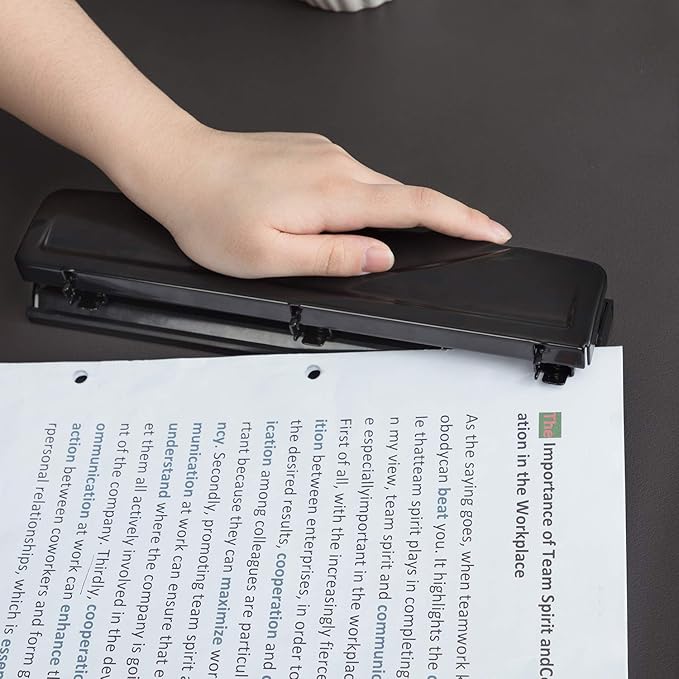 Amazon Basics 3 Hole Punch, 10 Sheet Capacity Pack of 6, Black