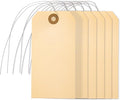 Perco Manila Shipping Tags with Metal Wires — Large Durable Blank Paper Tags 4¾″ x 2⅜″ — Ideal for Labeling and Inventory Use — Box of 100
