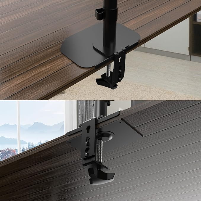 Steel Bracket Plate Reinforcement for Glass Desk, Fits Most Monitor Stand Grommet C Clamp Installation Hole Reinforcement