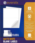 Everstix 5.5" x 8.5", 25 Sheets, 50 Printable Half Sheet Labels, Blank Mailing Labels for Laser & Inkjet Printers, Letter Size