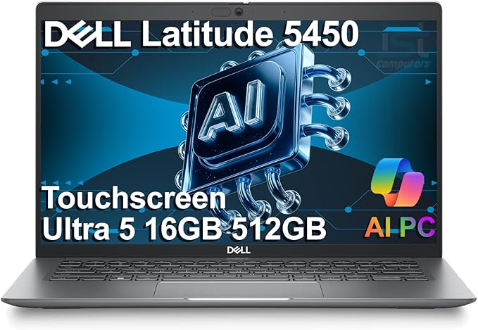 Dell Latitude 5450 5000 Business AI PC Laptop (14" FHD Touchscreen, Intel 12-Core Ultra 5 135U (> i7-1355U), 16GB DDR5, 512GB SSD), Backlit, Fingerprint, 1080p IR Webcam, 2x Thunderbolt 4, Win 11 Pro
