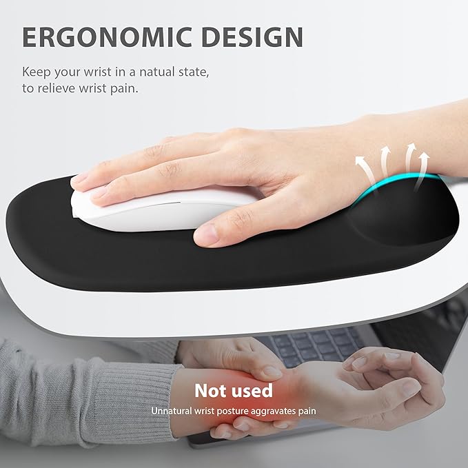 Ospelelf Wrist Rest for Keyboard and Mouse Ergonomic Mouse Pad with Wrist Support Memory Foam Wrist Rest for Computer Keyboard,3-in-1 Gel Mouse and Keyboard Pad for Office Black