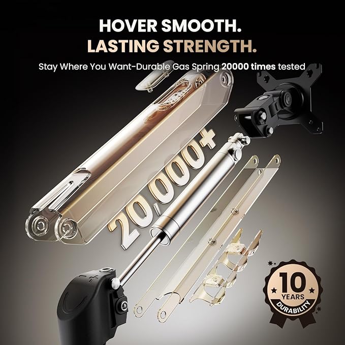 SIAGO Dual Monitor Stand, 15 to 32 Inch Monitor Arm, Adjustable Monitors Mount with C-Clamp and Grommet Installation, Made of Iron and Al, VESA Monitor Stand for Desk - Fits 4.4 to 19.8lbs Monitors