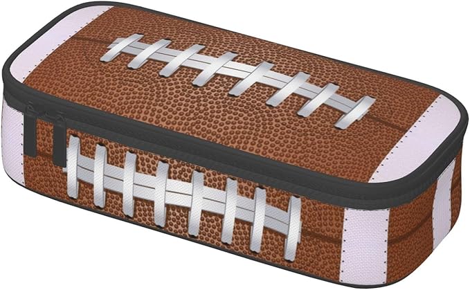 American Football Ball Texture Pencil Case Big Capacity Storage Pencil Pouch Stationery Bags With Zipper Portable Pen Holder Box Organizer For Boys Girls Teens Student College School Office Supplies