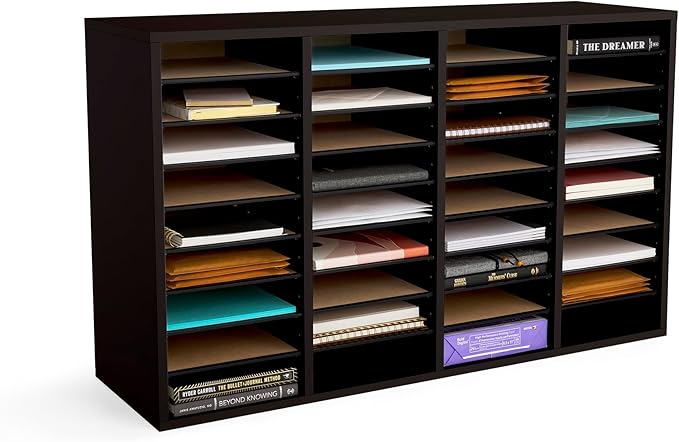 Safco Wooden Paper and Mail Organizer for Home Office and Classroom, Adjustable Shelves and Stackable