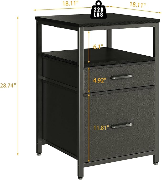 Mini Fridge Stand with 3 Storage, Mini Fridge Cabinet, Beverage Fridge Table, Heavy Duty 18.11" L* 18.11" W Tabletop, for Dorm, Apartment,Office, Bedroom White HB03BXB