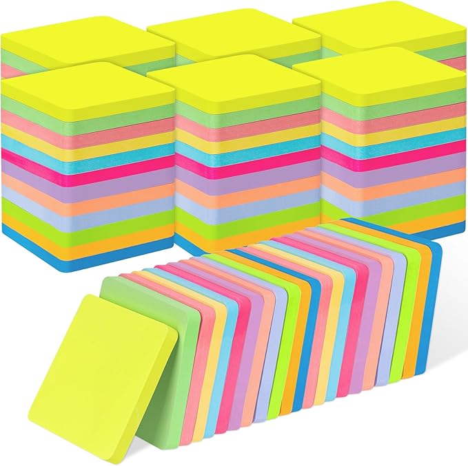 60 Pads Round Corner Sticky Notes 3x3 in Post, 12 Bright Colors Self-Stick Note Pads it, Strong Adhesive Paper Memo Pads, 75 Sheets/Pad, Colored Note Pad Easy to Post for Home, Office, Notebook