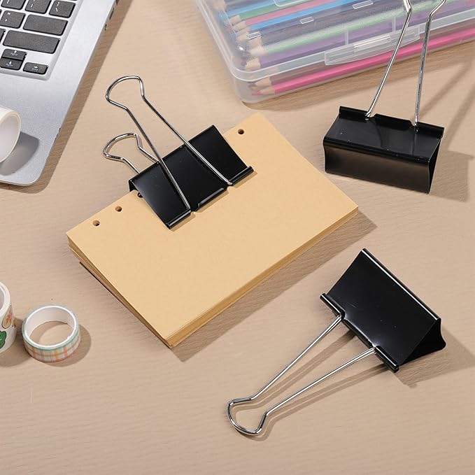 Jetec 72 Pcs 3 Inch Jumbo Binder Clips Extra Large Binder Clips Bulk Black Big Heavy Duty Metal Giant Large Paper Clamps for Office and Home Supplies Organization Kitchen Food Bags Drawing
