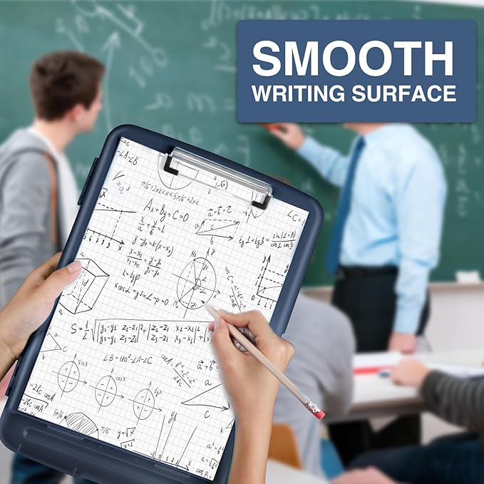 Sooez Clipboard with Storage, High Capacity Nursing Clip Board 8.5 x 11 with Pen Holder & Low Profile Clip, Plastic Clipboards Case Box, Teacher Must Haves School Office Supplies,Letter Size/ A4