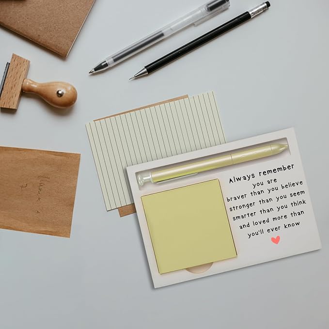 Always Remember You are Braver, Strong, Smarter, Loved, Motivational Inspiration Gift for Her, Friends Sister Daughter Nurse Colleagues Work Friend Son Self-Stick Note Pad Holders ZBA12