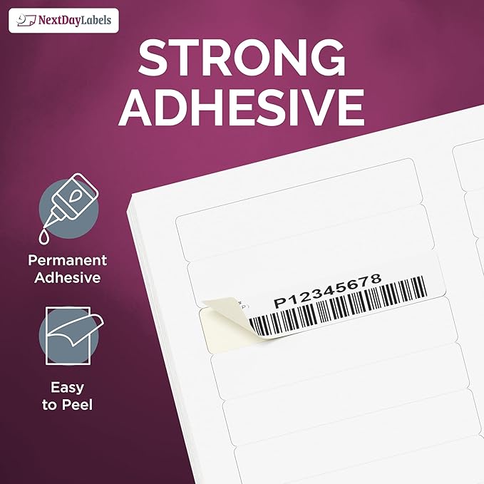 NextDayLabels 0.66x3.43 Inch Rectangle File Folder Labels White for Laser Inkjet Printer - 30 Per Sheet Self-Adhesive Organization Filing Made in USA - 15,000 Labels