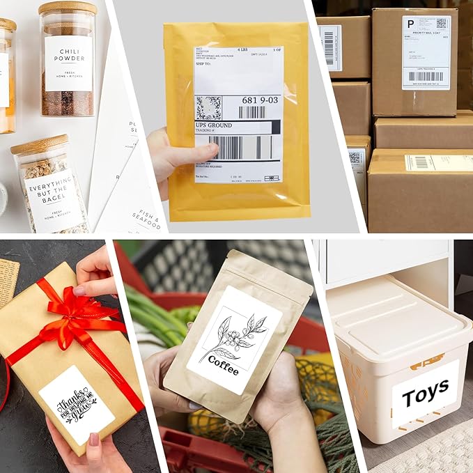 NineLeaf 4 Rolls 4"x 6" Direct Thermal Printing Blank Paper Shipping Labels Compatible for Zebra TLP-2844 ZP-450 GK420T GX420T GX430T GK420D GC420D GC420T Label Printer (250 Labels per roll)