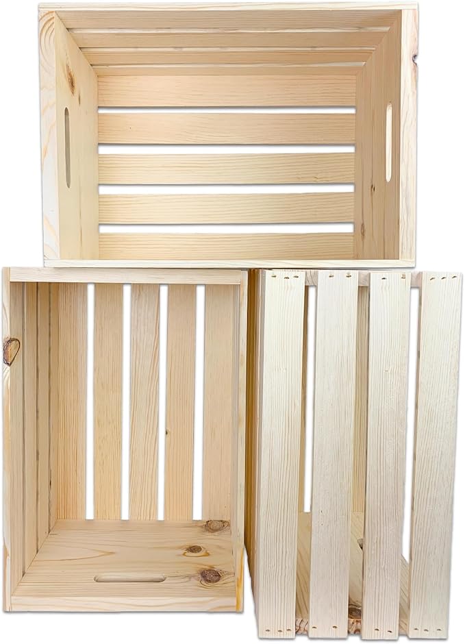 Wilson Large Wooden Pine Crate for Storage and Decoration at Home, Office, Kitchen, Bedroom, and Retail (12.5"x9.625"x17.875") (Set of 6) (6)