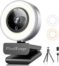 PixelForge 4K Webcam for PC with Microphone & Light & Privacy Cover, Web Camera for Desktop Computer/Laptop/Monitor/Mac, 4K UHD Sony Sensor, PDAF Auto Focus, Dual AI Noise-Cancelling Mics, USB Camera