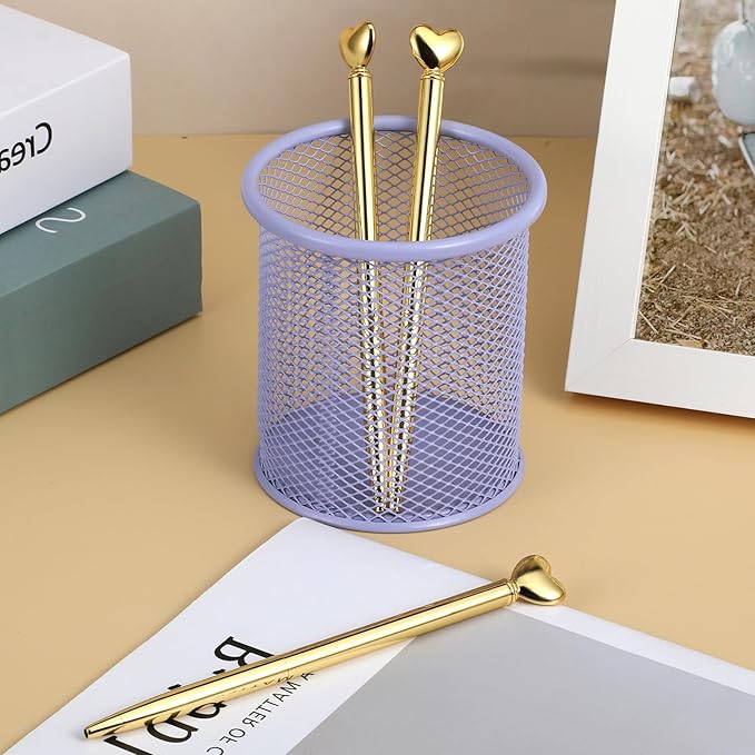 Wanmu 60 Pcs Heart Pens, Hearts Shaped Retractable Metal Cute Pens 1.0 mm Black Ink Novelty Pen Gold Slim Ballpoint for Valentine's Day Students Teachers Employees Gifts Office School Supplies