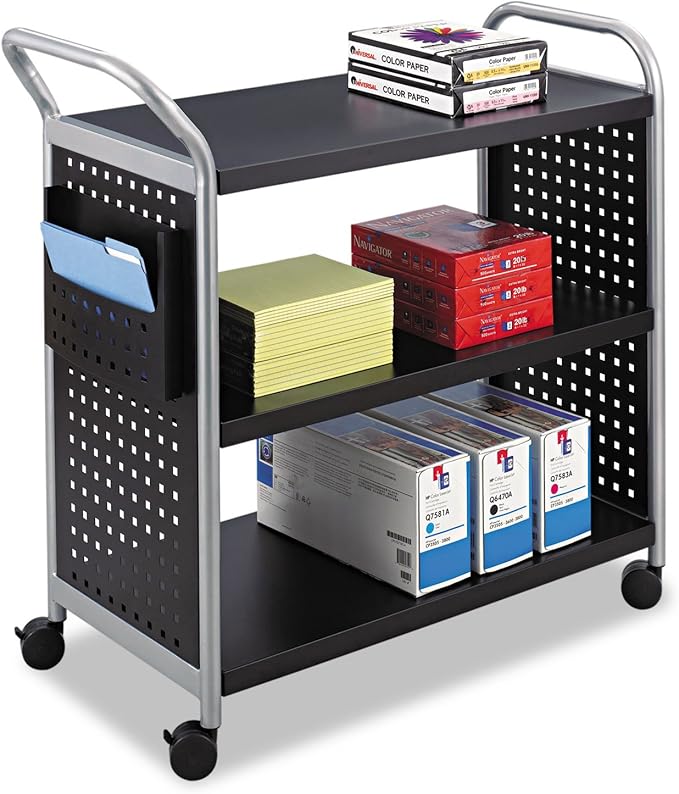 Safco 3-Shelf Scoot Utility Cart, Black