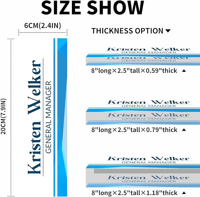 Desk Name Plate Personalized, Premium Business Modern Blue Acrylic Desk Name Plate, Personalized Name Plate for Desk, Office Decor for Women or Men Coworkers, Boss, Employee, Teacher (Blue 2)