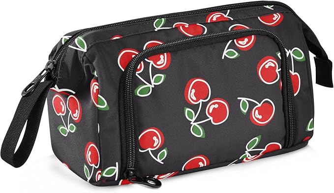 Red Cherries Pencil Case Pouch Big Capacity Pencil Bag Box Organizer Pen Case Pencil Pouch Aesthetic with Handle for Boys Girls Kids Women School College