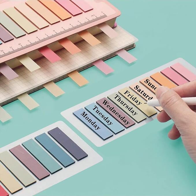 ELII 2400Pcs Sticky Tabs for Annotating Books,Morandi Book Tabs for Binders,Page Markers Clear Writable and Repositionable Book Flags Strip Index Tabs (morandi-2400pcs New)