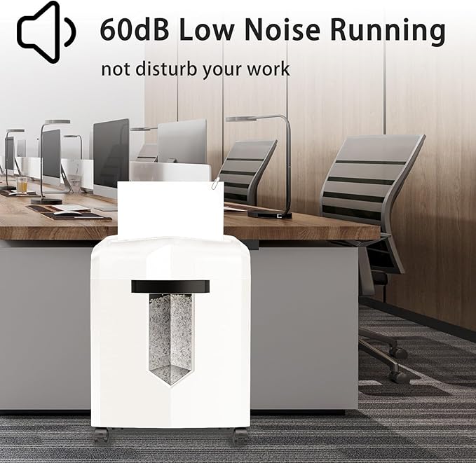 Bonsaii C266-B Micro Cut Shredder, Easy-Carry Handle, 12-Sheet, P-4 Security, 60 Min Continuous, CD/Credit Card, Jam-Proof, 4.2 Gal Bin, Ideal for Home Office Use, White/Gray