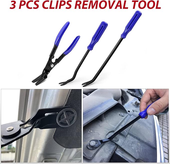 Nilight Trim Removal Tool 102 Pcs, Auto Push Pin Bumper Retainer Clip Set Fastener Terminal Remover Tool Round Handle Crowbar Kit Car Panel Radio Removal Auto Clip Pliers