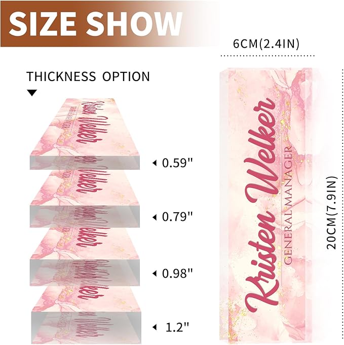 Name Plate for Desk, Desk Name Plate Personalized, Office Decor for Women Men, Acrylic Desktop Accessories, Office Appreciation Gifts for Boss Social Workers Nurse Teacher Employee (Pink Coast)