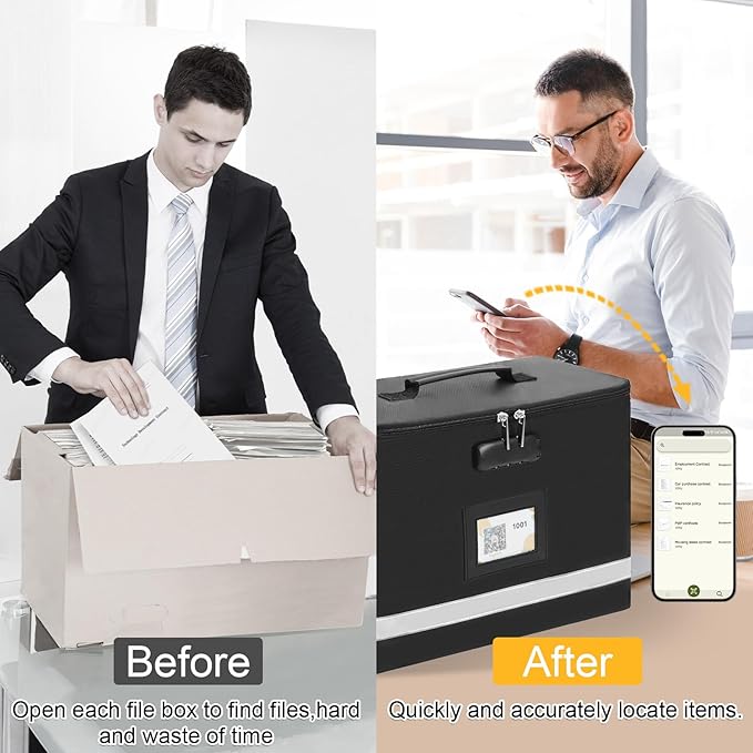 Small Next of Kin Box Organizer with 5 A4 Hanging Folder,Important Document Organizer with Combination Lock Fireproof File Box with Smart Labels for Letter Certificate,(S:13 * 6.3 * 8.3in)