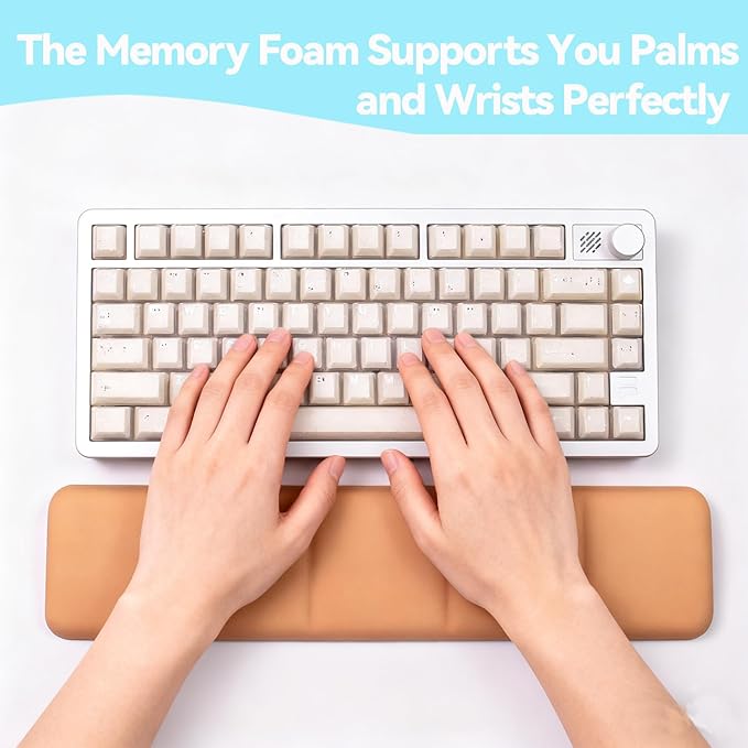 Ergonomic Keyboard Wrist Rest - Keyboard Wrist Cushion with Non-Slip Base, Brown Cute Wrist Rest Support for Keyboard, Laptop, Mac, Typing