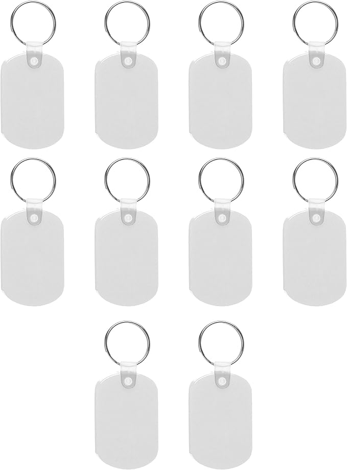 Tag Soft Plastic Keychains - 10 pack -Small Key Tag Chain For Staying Organized - Rubber Key Ring Keychain – White