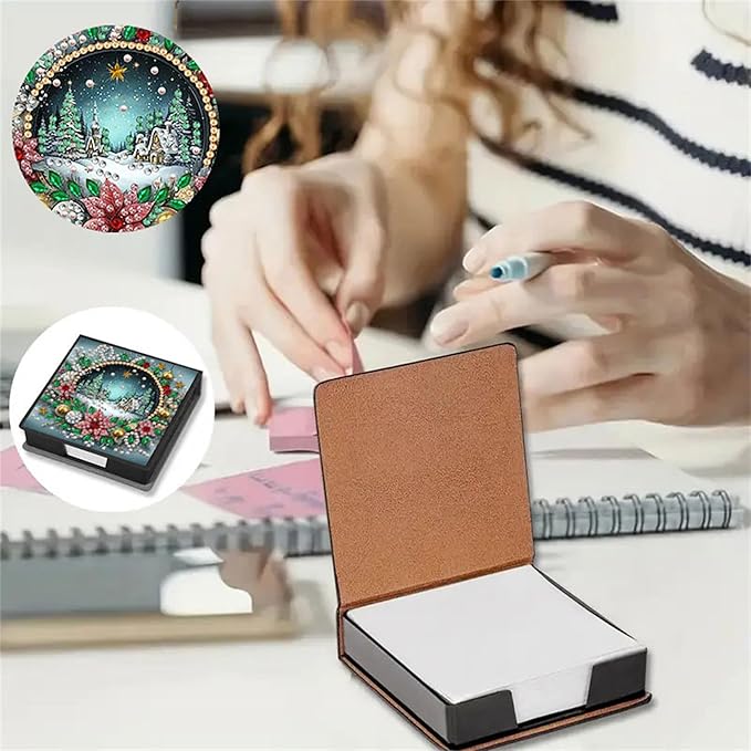 Diamond Painting Kit Note Box,Memo Paper Storage Box Diamonds Art,Sticky Note Holder Diamond Art,Diamond Painting Memo Pad For Office Desk. (Landscape)
