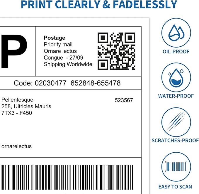 Half Sheet Shipping Labels - 200 Counts, 8.5” x 5.5” Self Adhesive Shipping Label White Internet Mailing Labels 2 Per Page, Laser & Inkjet Printer Compatible [100 Sheets 8.5” x 11”]