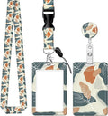 BLOCIT ID Badge Holder with Lanyard - Fashionable ID Card Holders with Retractable Lanyards - Soft Fiber Metal Clip Sturdy Buckle for Key Wallet - Work Nurse Teacher (Desert Leaf)