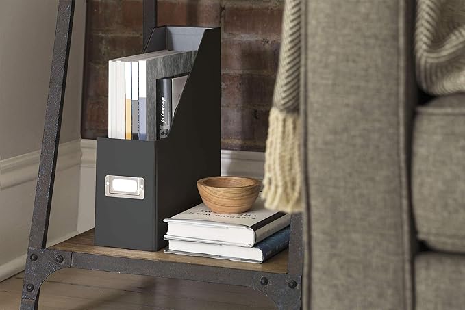 Snap-N-Store Fiberboard Magazine File with PVC Laminate, 12.25 x 3.88 x 9.75 Inches, Black (SNS01565)