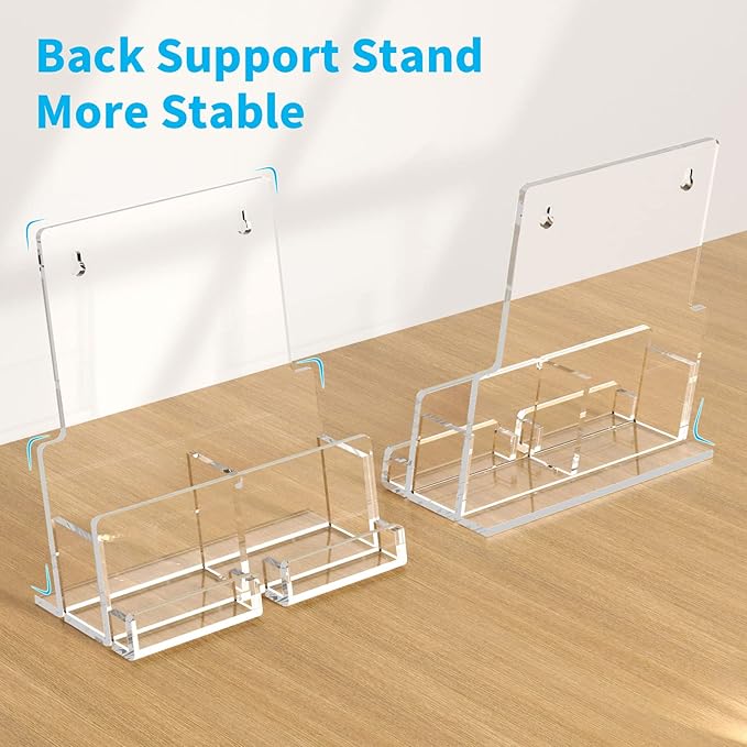 NIUBEE Acrylic Brochure Holder 8.5*11/ 4*9 inches , Clear Brochure Display Wall Mount Stand with Acrylic Business Card Holder, Plastic Flyer Display Stand for Magazine, Pamphlet, Booklets, Menu, Journals(2-Packs )