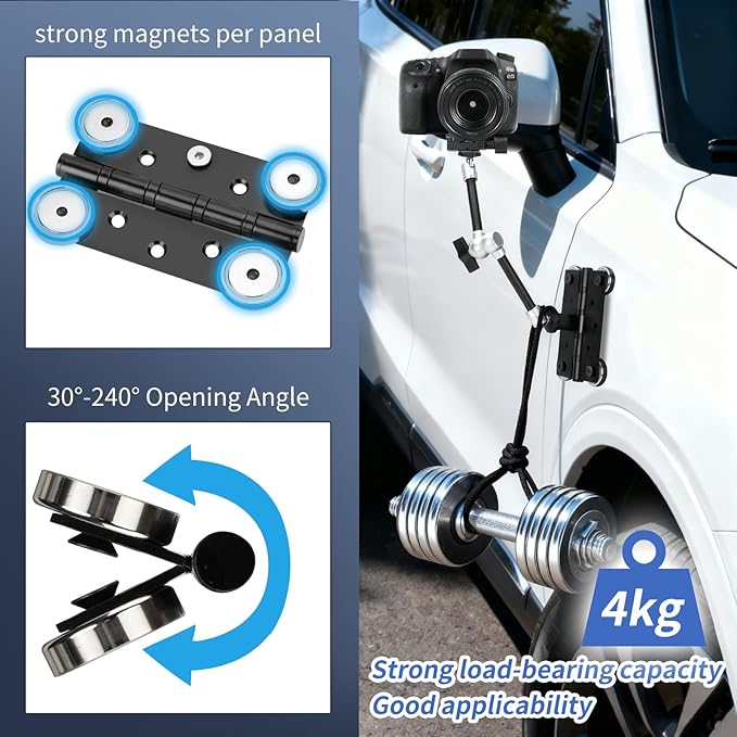 Fantaseal Heavy Duty Magnetic Mount Holder - Video Vlogging Rig with 11" Adjustable Metal Magic Arm for Nikon Canon Sony DSLR, Mirrorless, Action Camera, Camcorder, iPhone & LCD Monitor